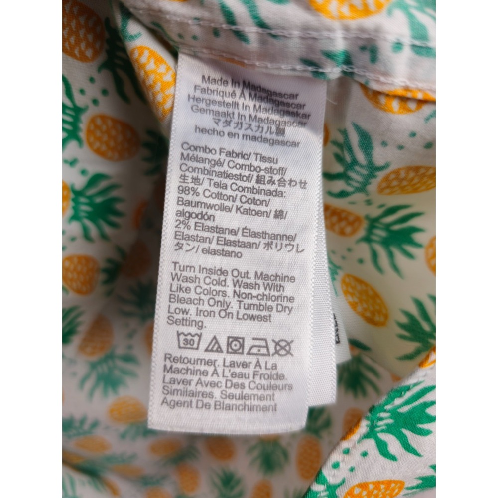 J. Crew Flex Washed Button Down Shirt Men XXL Slim Orange Green Pineapple Print - Picture 5 of 6